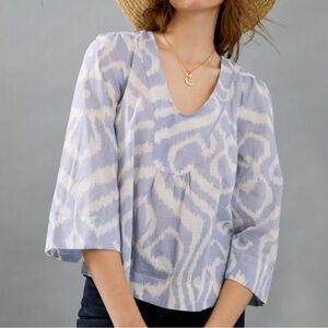 Anthropologie Light Blue and White Blouse